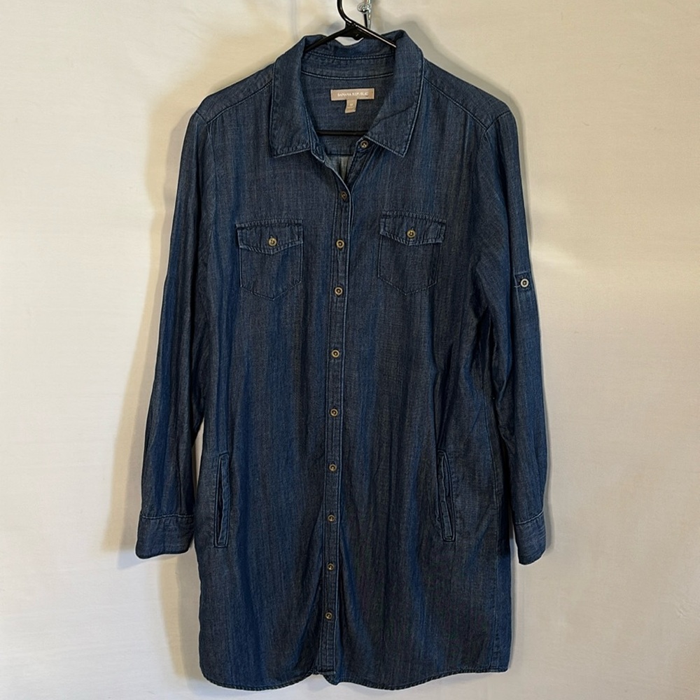 Banana Republic Button Front Denim Shirt Dress Size 12